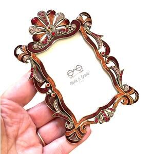 Olivia & Gracie enamel photo frame Art Nouveau style portrait holder 2" x 3"
